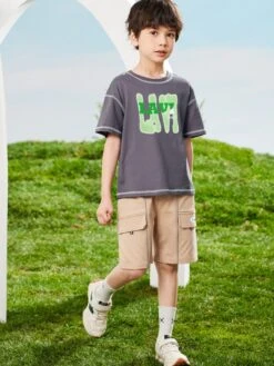 Solid Color Crewneck Cotton Boy Clothing Sets -Kids Clothing Shop P 20240613143236033 272
