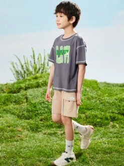 Solid Color Crewneck Cotton Boy Clothing Sets -Kids Clothing Shop P 20240613143236752 372