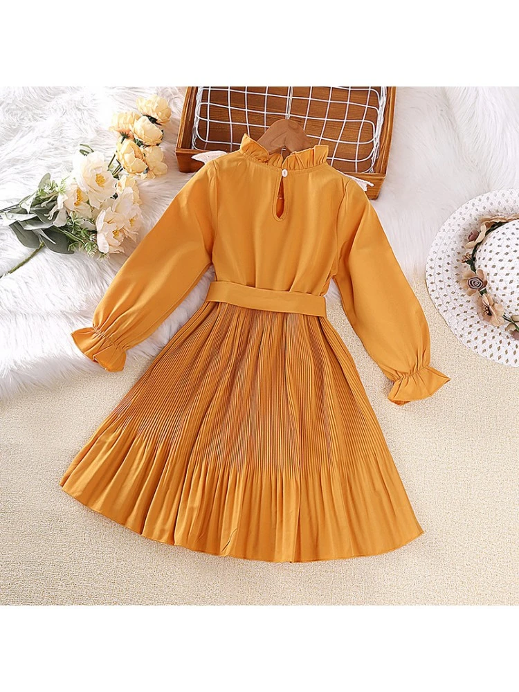 Solid Color Long Sleeve Princess Girl Dresses 2 Solid Color Long Sleeve Princess Girl Dresses - Image 2