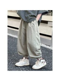 Lace Up Letter Slit Pocket Boy Pants