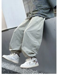 Lace Up Letter Slit Pocket Boy Pants -Kids Clothing Shop P 20240614083603871 279