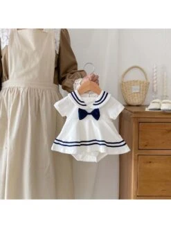 Bow Striped Butterfly Button Rompers