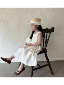 Solid Color Square Neck A-line Girl Clothing Sets -Kids Clothing Shop P 20240614104005106 163