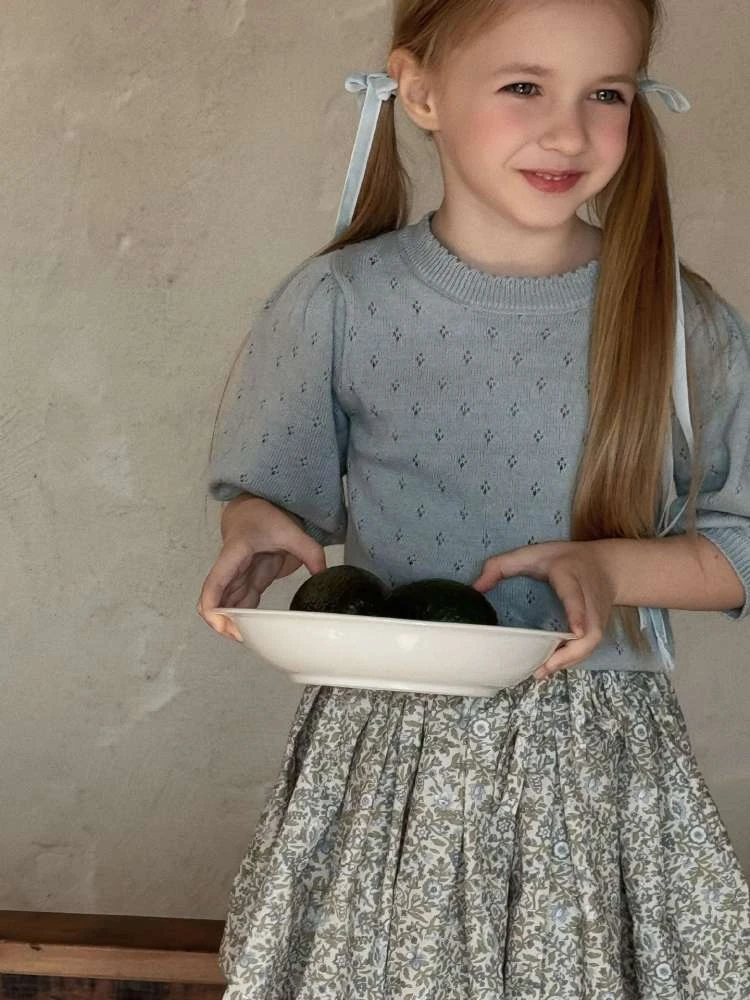 Disty Floral Printing Hollow-out Cotton A-line Girl Clothing Sets 2 Disty Floral Printing Hollow-out Cotton A-line Girl Clothing Sets - Image 2