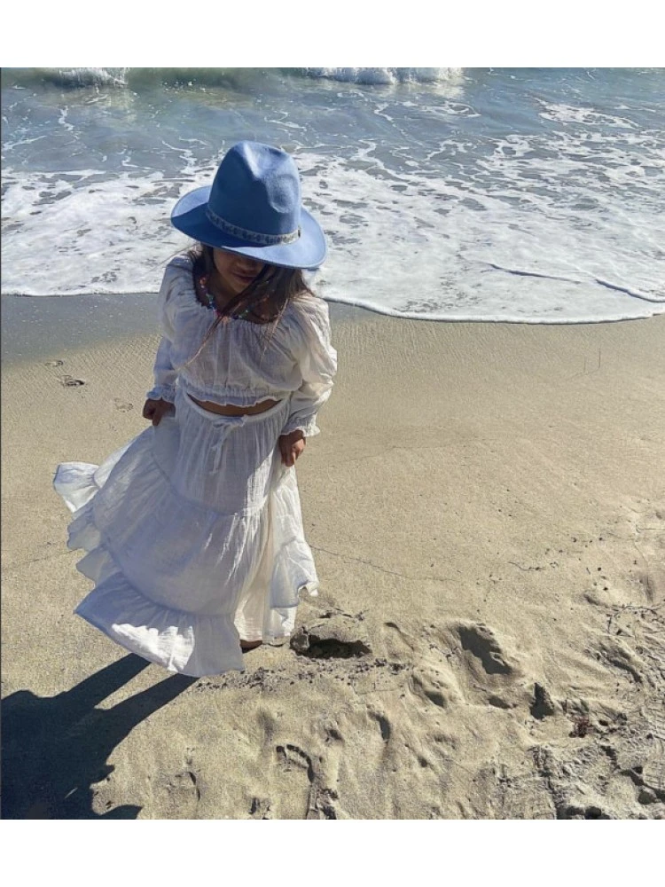 Solid Color Ruffle Boat Neck A-line Girl Clothing Sets 2 Solid Color Ruffle Boat Neck A-line Girl Clothing Sets - Image 2