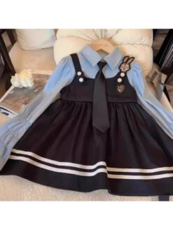 Spaghetti Straps Long Sleeve Single Breasted Girl Dresses