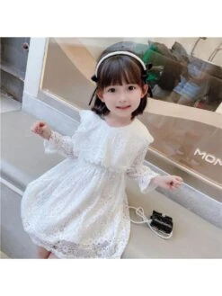 Flower Crewneck Lace Girl Dresses