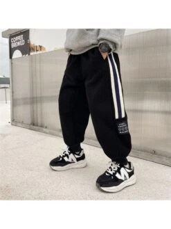 Vertical Mid-rise Loose Boy Pants