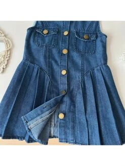 Sleeveless Cotton Single Breasted Girl Dresses -Kids Clothing Shop P 20240614161247011 902