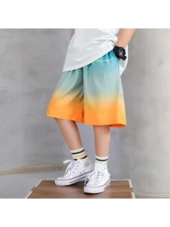 Gradient Color Mid-rise Wide Leg Boy Pants