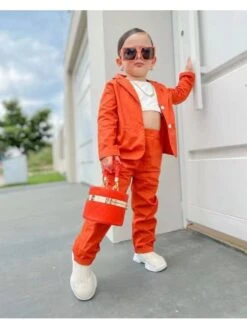 Solid Color Cotton Blazers Girl Clothing Sets