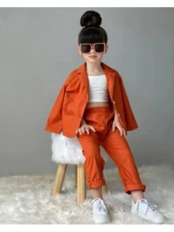 Solid Color Cotton Blazers Girl Clothing Sets -Kids Clothing Shop P 20240617090806591 711