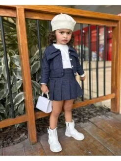 Pleated Preppy A-line Girl Clothing Sets