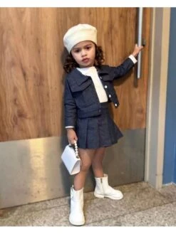 Pleated Preppy A-line Girl Clothing Sets -Kids Clothing Shop P 20240617105203412 713