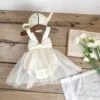 Bow Spaghetti Straps Cotton Sleepsuits
