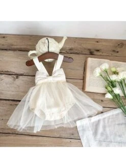 Bow Spaghetti Straps Cotton Sleepsuits