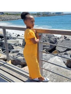 Pure Color Patchwork Crewneck Wide Leg Girl Jumpsuit -Kids Clothing Shop P 20240617144003649 861