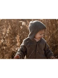 Hooded Plush Single Breasted Boy Coat