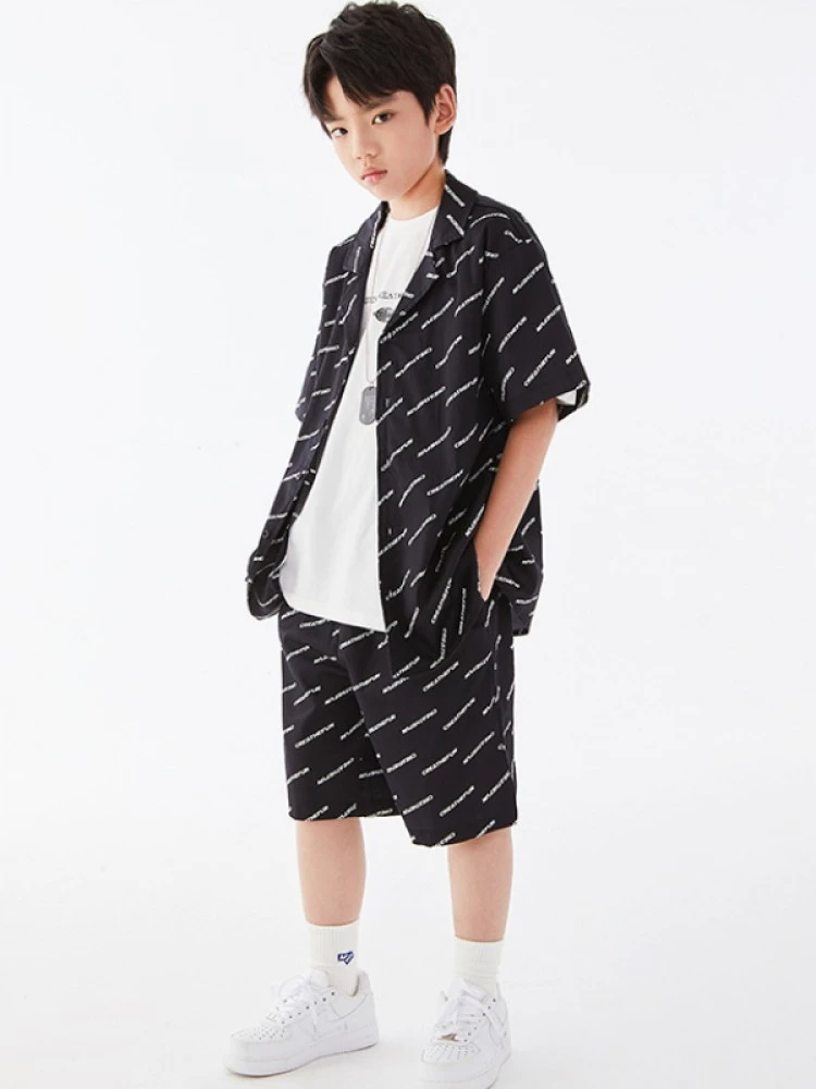 Letter Pattern Cotton Single Breasted Boy Clothing Sets 1 Letter Pattern Cotton Single Breasted Boy Clothing Sets