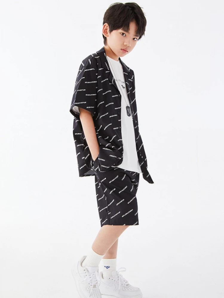 Letter Pattern Cotton Single Breasted Boy Clothing Sets 2 Letter Pattern Cotton Single Breasted Boy Clothing Sets - Image 2