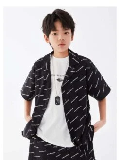 Letter Pattern Cotton Single Breasted Boy Clothing Sets 17 Letter Pattern Cotton Single Breasted Boy Clothing Sets -Kids Clothing Shop P 20240617160430958 839