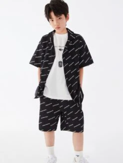 Letter Pattern Cotton Single Breasted Boy Clothing Sets 18 Letter Pattern Cotton Single Breasted Boy Clothing Sets -Kids Clothing Shop P 20240617160431638 769