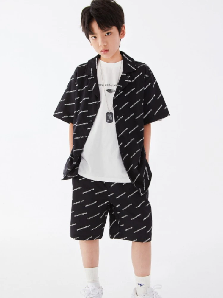 Letter Pattern Cotton Single Breasted Boy Clothing Sets 7 Letter Pattern Cotton Single Breasted Boy Clothing Sets - Image 7