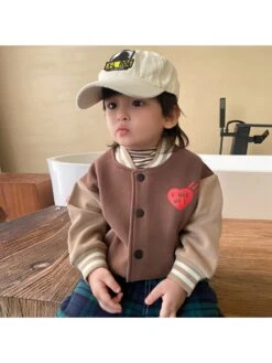 Cartoon Pattern Striped Cargo Boy Coat