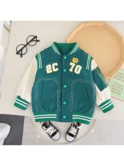 Striped Crewneck Bag Sleeve/Barrel Sleeve Boy Coat