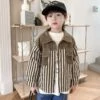 Colorblock Striped Single Breasted Boy Coat