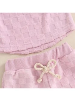 Plaid Spaghetti Straps Girl Clothing Sets -Kids Clothing Shop P 20240618084816046 972