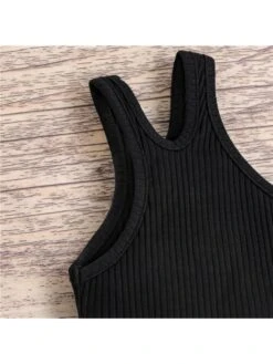 Solid Color Inclined Shoulder Spaghetti Straps Rib Girl Tops -Kids Clothing Shop P 20240618085227597 945