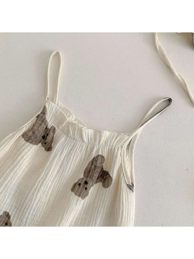 Spaghetti Straps Cotton Buckle Sleepsuits 4 Spaghetti Straps Cotton Buckle Sleepsuits - Image 4