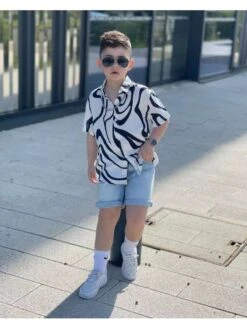 Colorblock Striped Leisure Boy Tops -Kids Clothing Shop P 20240618114805546 925