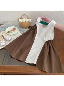 Colorblock Crewneck A-line Girl Dresses -Kids Clothing Shop P 20240618140811267 901