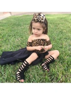 Leopard Stringy Selvedge A-line Girl Clothing Sets -Kids Clothing Shop P 20240618162016349 656