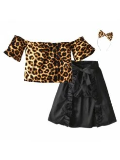 Leopard Stringy Selvedge A-line Girl Clothing Sets -Kids Clothing Shop P 20240618162017993 938