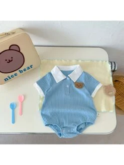 Short Sleeve Cotton Buckle Rompers