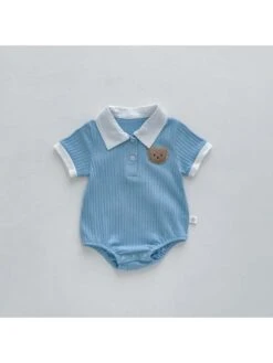 Short Sleeve Cotton Buckle Rompers 9 Short Sleeve Cotton Buckle Rompers -Kids Clothing Shop P 20240619103633854 556