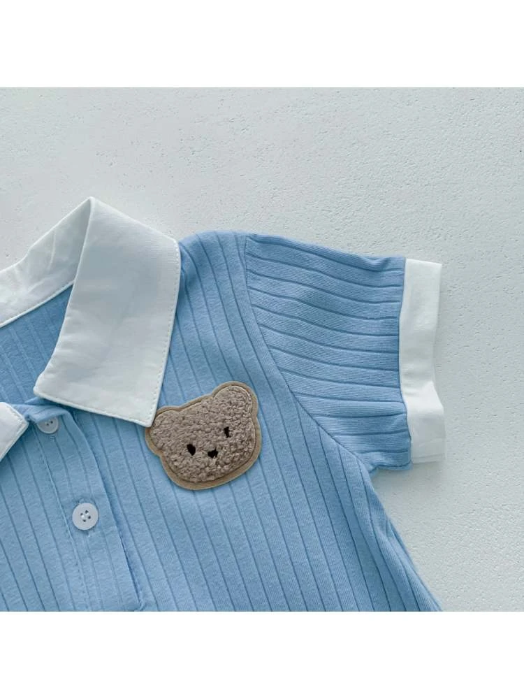 Short Sleeve Cotton Buckle Rompers 5 Short Sleeve Cotton Buckle Rompers - Image 5