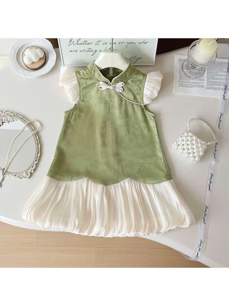 Patchwork Gauze Zipper Girl Dresses 2 Patchwork Gauze Zipper Girl Dresses - Image 2