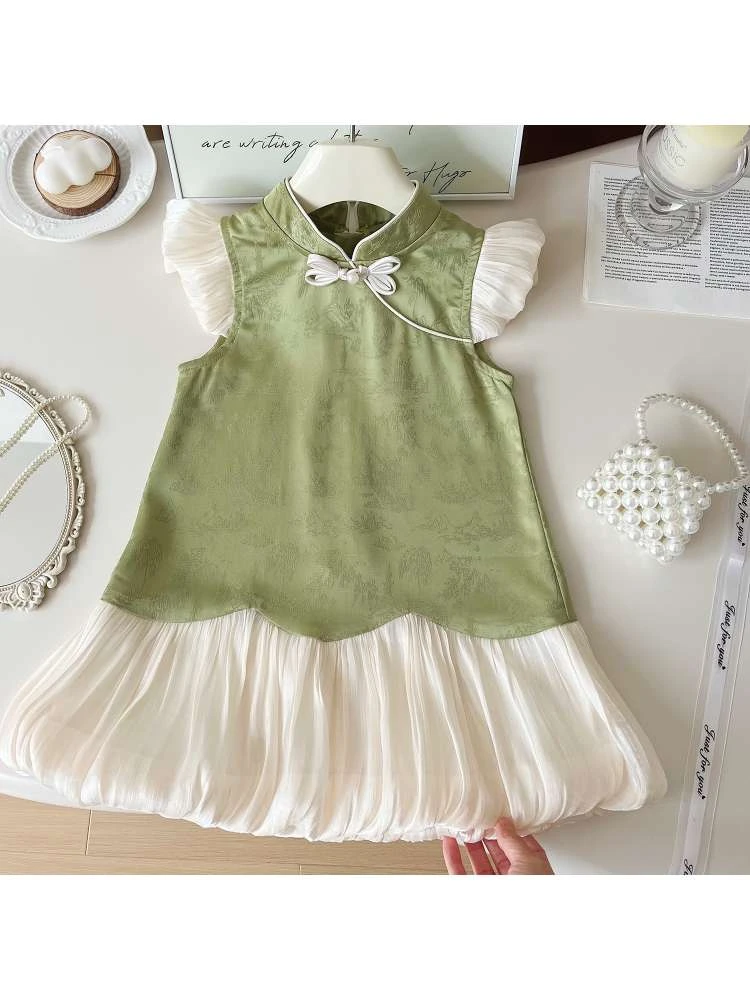 Patchwork Gauze Zipper Girl Dresses 3 Patchwork Gauze Zipper Girl Dresses - Image 3