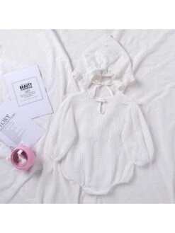 Embroidery Crewneck Cotton Rompers -Kids Clothing Shop P 20240619135221624 817