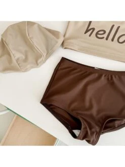 Colorblock Letter Cropped Girl 3 Piece Swimsuit -Kids Clothing Shop P 20240619140432718 471