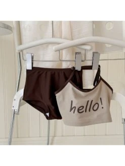 Colorblock Letter Cropped Girl 3 Piece Swimsuit -Kids Clothing Shop P 20240619140435658 880