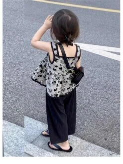 Flower Ruffle Spaghetti Straps Girl Clothing Sets -Kids Clothing Shop P 20240619150828158 222