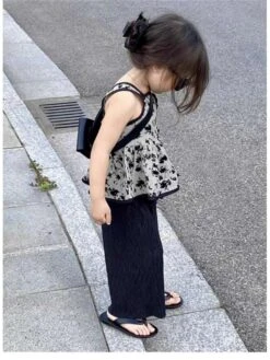 Flower Ruffle Spaghetti Straps Girl Clothing Sets -Kids Clothing Shop P 20240619150829635 606
