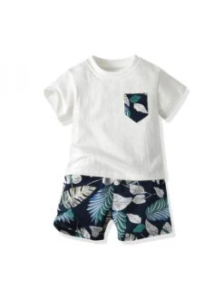 Flower Crewneck Loose Boy Clothing Sets