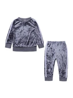 Colorblock Pleuche Loose Girl Clothing Sets -Kids Clothing Shop P 20240620085608281 702