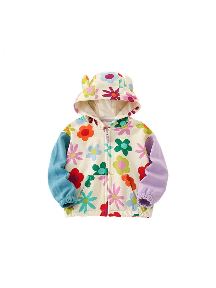 Flower Hooded Cardigan Girl Tops 1 Flower Hooded Cardigan Girl Tops